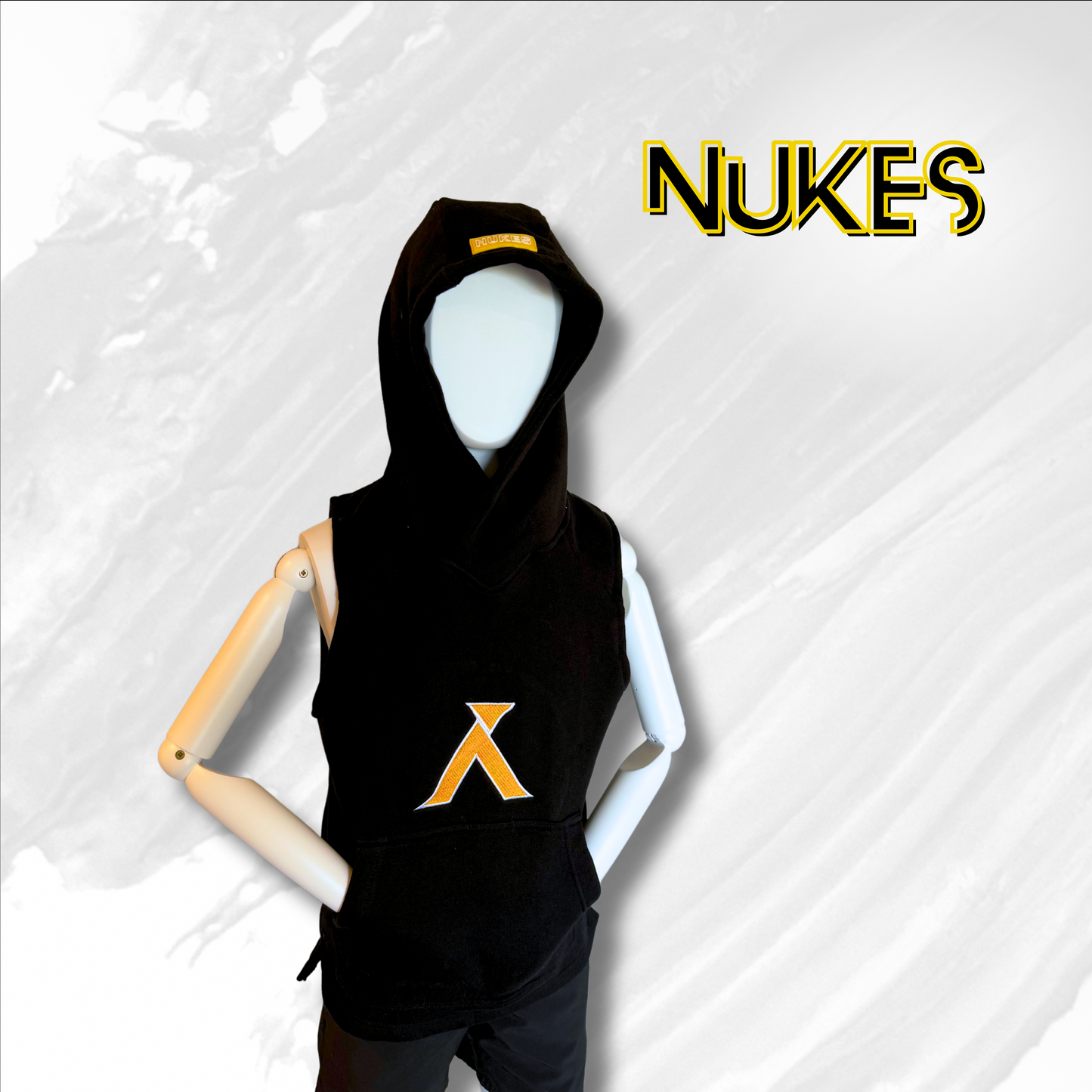 "Nukes" Sleeveless Hoodie SKY BLACK/GOLD